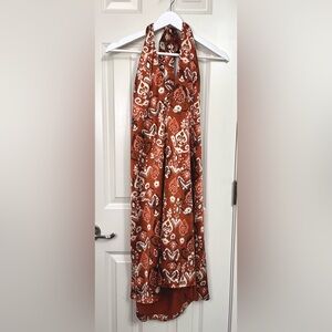 Pink Lily Patterned Halter Mini Dress NWOT